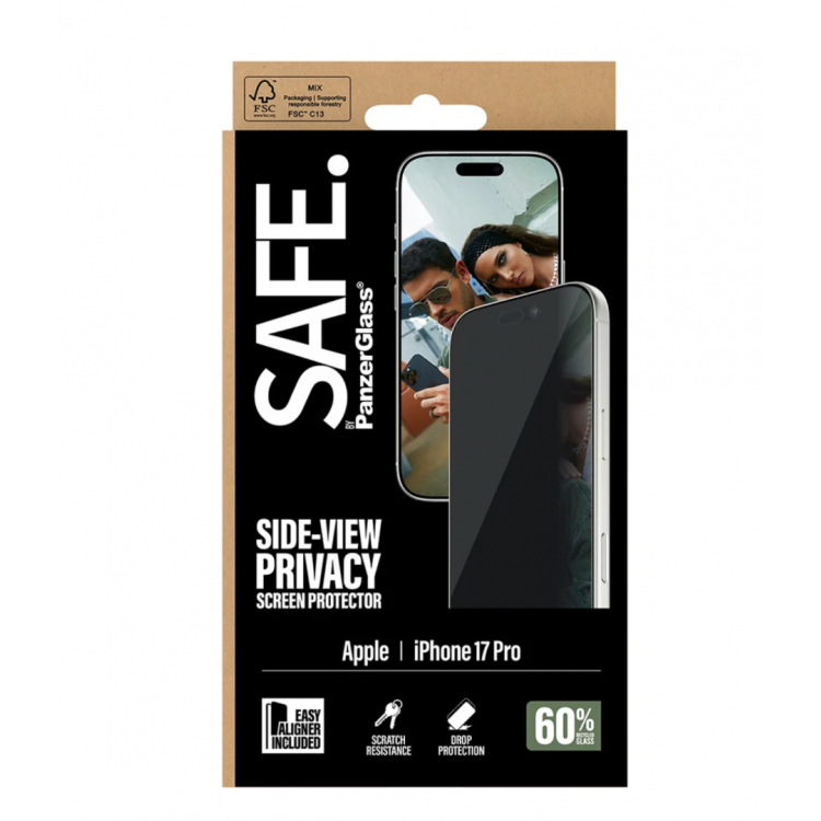 PanzerGlass Γυαλί προστασίας Privacy SAFE. Case Friendly 0.3MM Ultra- Wide Fit w. EasyAligner για Apple iPhone 17 PRO 6.3 2025 - PG-SA21834